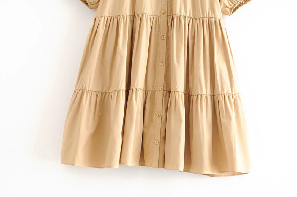ZARA Khaki Short Sleeve Flared Shirt Dress